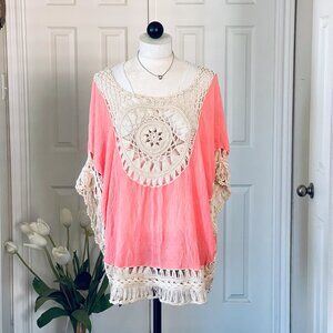 Kori America Boho Blouse Siz S -Fringe Crochet
